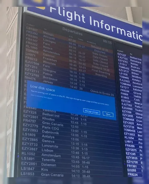 Airport Board Low Disk Space