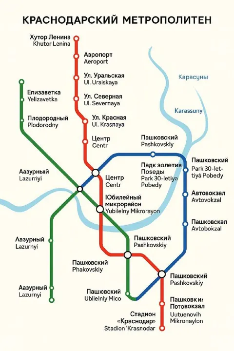 Схема краснодарского метрополитена