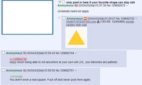 Triangle argues with shapes