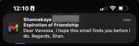 Expiration of Friendship Email