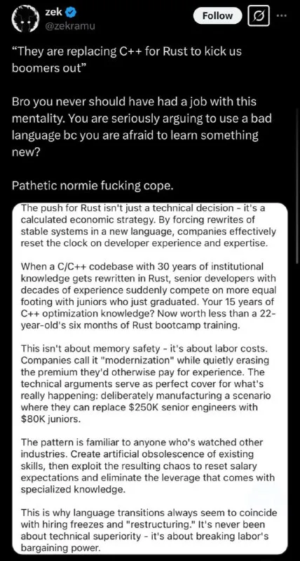 Rust Replaces C++ Developers