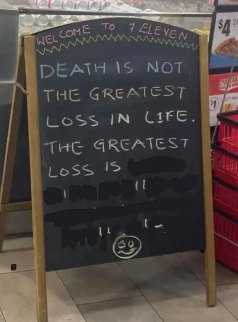 7-Eleven Death Quote Sign