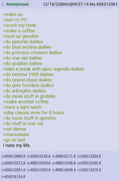 Daily Routine in Genshin Hell