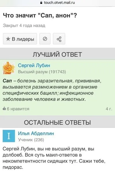Сап, анон и лучший ответ