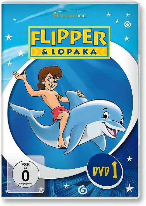 Flipper und Lopaka auf dem Delfin
