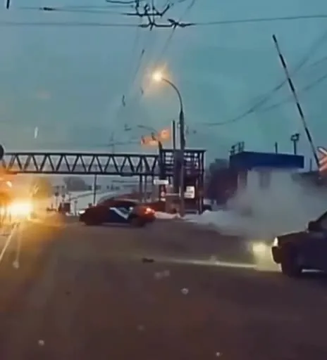 Зимний занос на перекрёстке