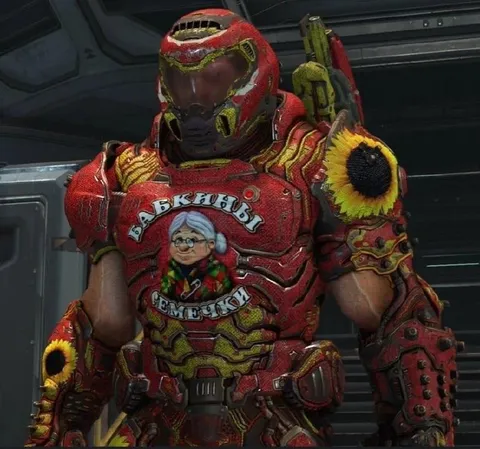Бабушка в броне Doom Slayer