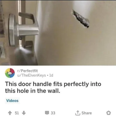 Door Handle Fits the Wall Hole