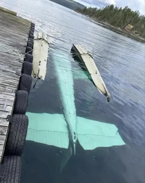 Самолёт под водой у причала