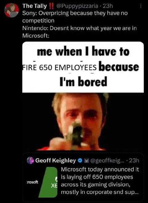 Microsoft Fires Employees Because Bored