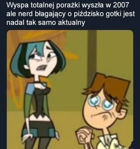 Nerd błagający gotkę