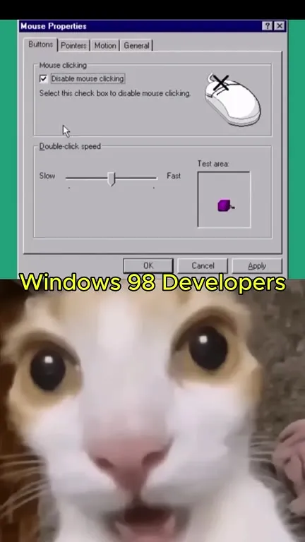 Windows 98 Developers Disable Clicking