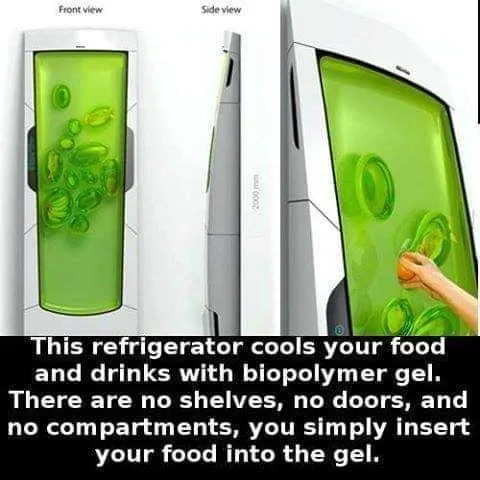 Refrigerator Filled With Biopolymer Gel