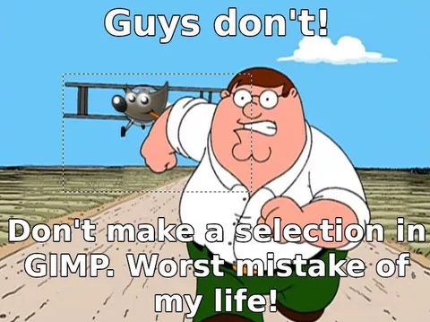 Peter Griffin GIMP Selection Mistake