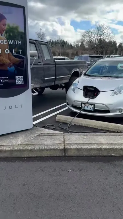 Gas Truck Charging at EV Station