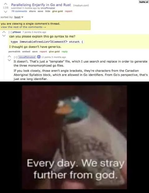Go Has No Generics Meme