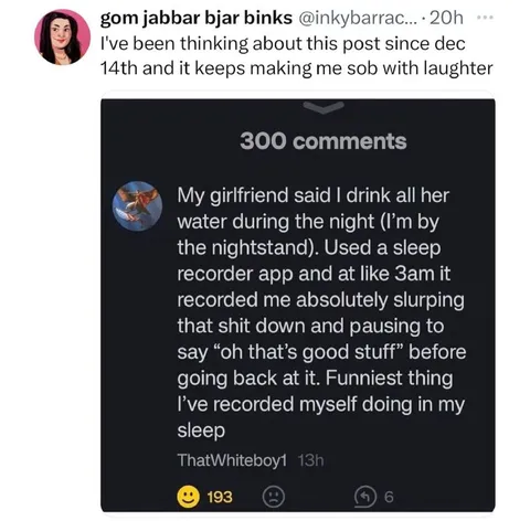 Sleep Slurping Water Confession