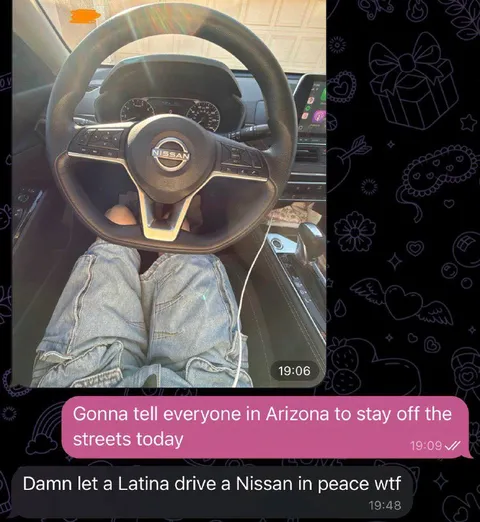 Latina Driving a Nissan in Arizona