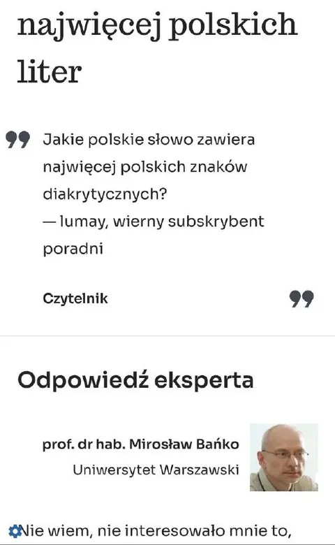 Najwięcej polskich liter