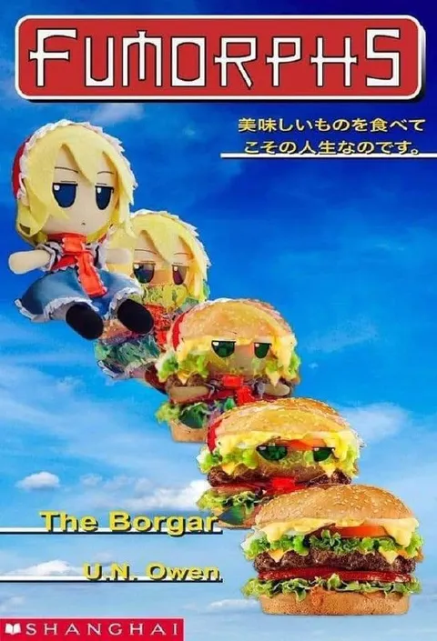 Fumo Plushies Eat Burgers