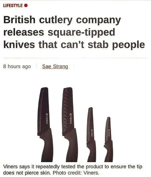 Square-Tipped Knives That Can't Stab
