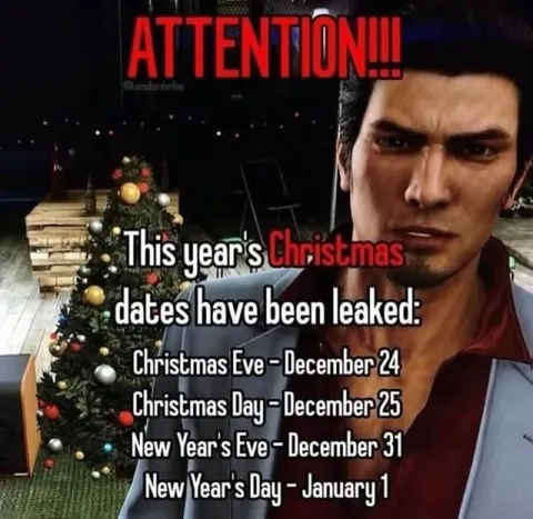 Kiryu Leaks the Holiday Dates