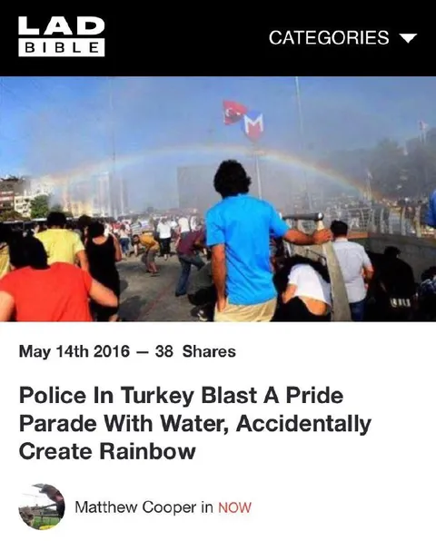 Police Water Cannon Creates Rainbow