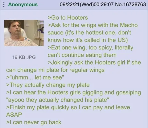 Hooters Plate Change Disaster