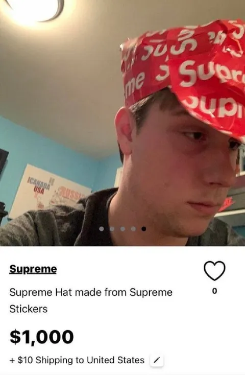 Supreme Hat Made From Stickers