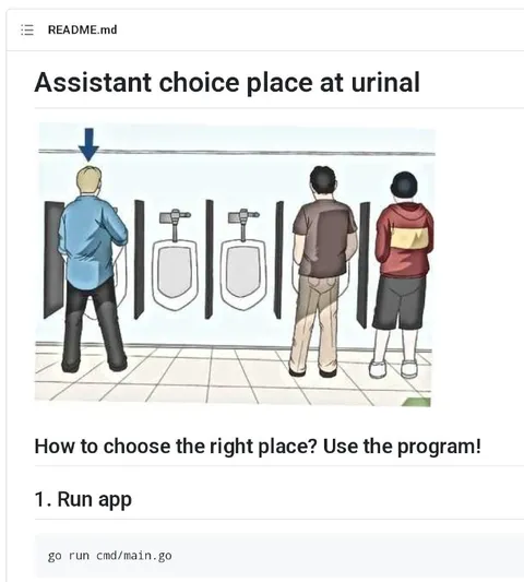 Assistant choice place at urinal