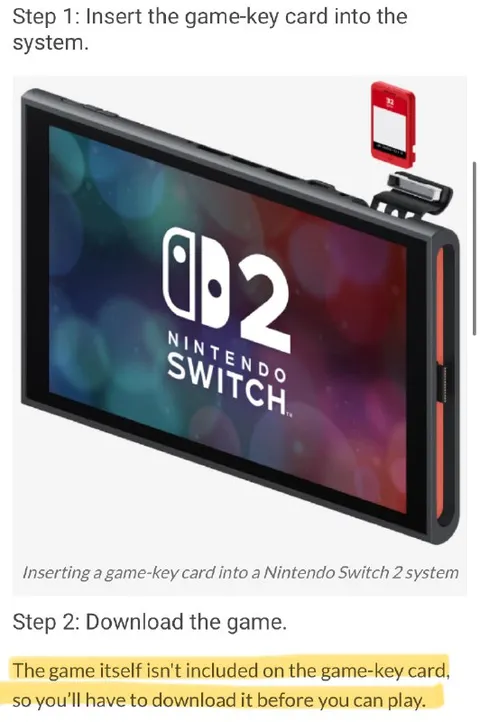 Nintendo Switch 2 Game-Key Card