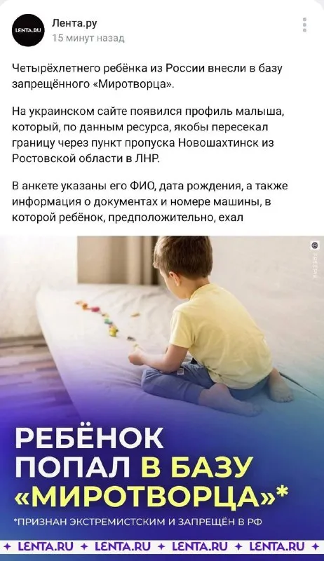 Ребёнок попал в базу Миротворца