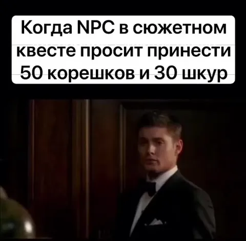 NPC просит 50 корешков и 30 шкур