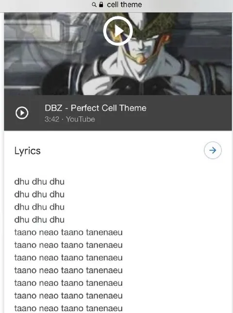 Perfect Cell Theme Lyrics Meme