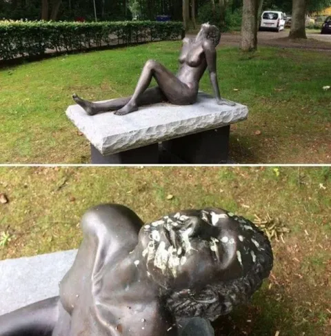 Скульптура, которую обосрали птицы