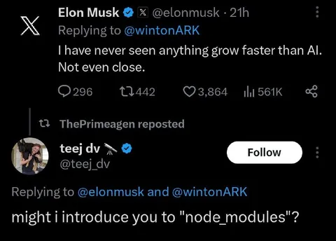 Node Modules Grow Faster Than AI