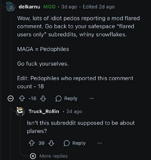 MAGA Pedophiles Reddit Comment