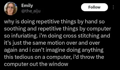Hand Repetition Soothing, Computer Infuriating