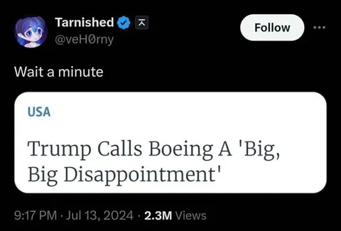 Trump Calls Boeing a Big Disappointment