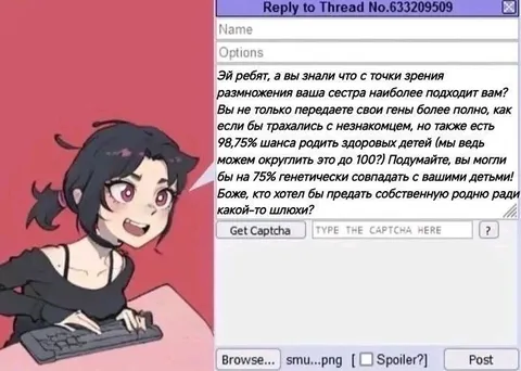 Аниме-девушка пишет про сестру