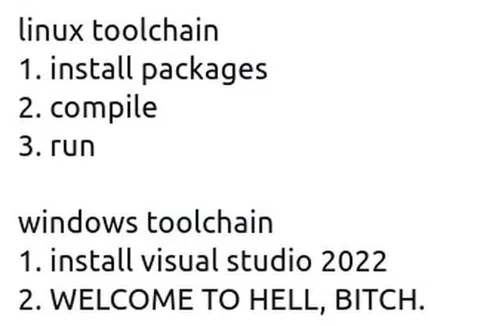 Linux Toolchain vs Windows Toolchain