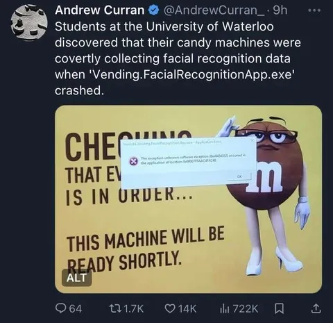 Candy Machine Facial Recognition Crash