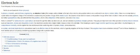 Electron Hole Wikipedia Explanation