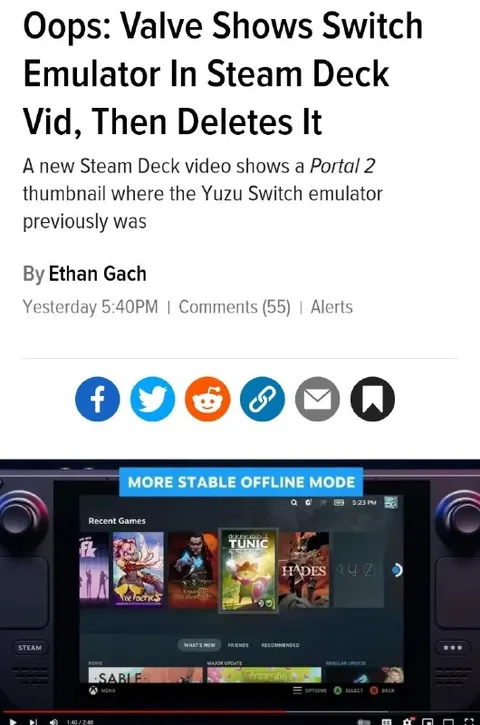 Valve Accidentally Shows Yuzu Emulator