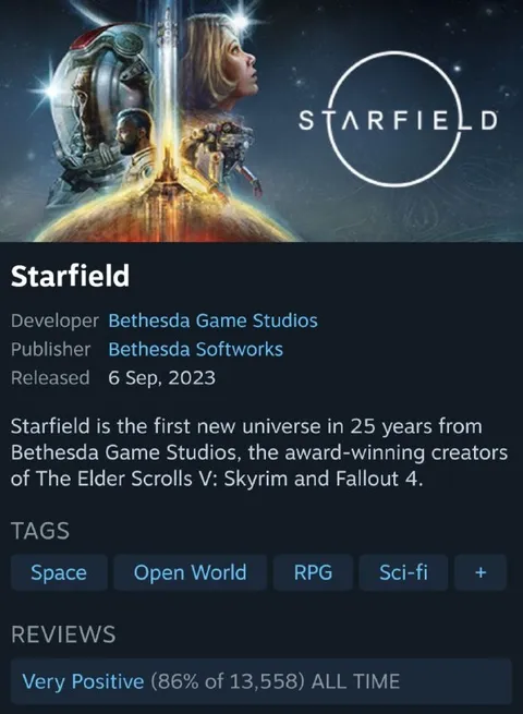 Starfield Steam Store Page