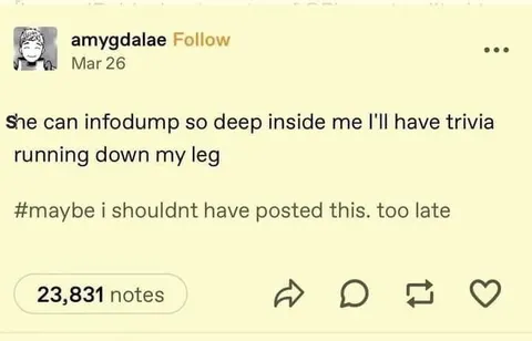 Infodump Makes My Leg Tingle