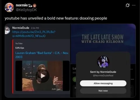 YouTube Doxxing Feature