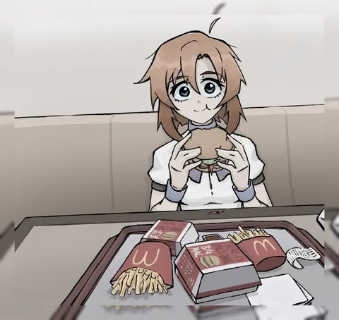 Girl Eating Big Mac at McDonald's