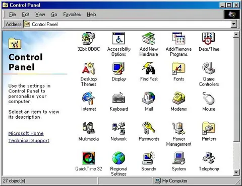 Windows 98 Control Panel