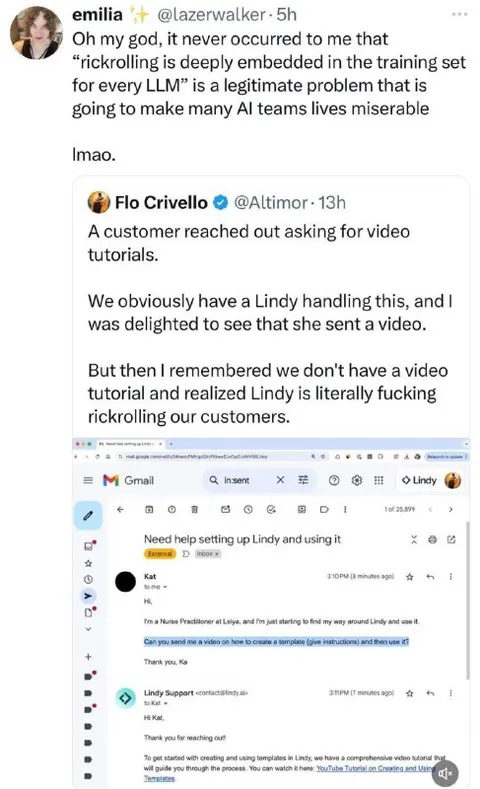 AI Rickrolls Its Customers